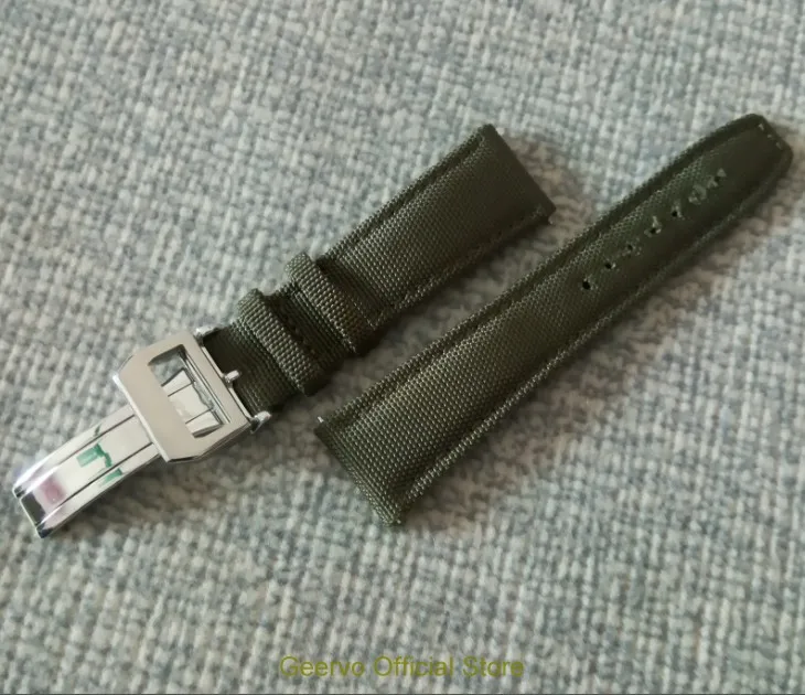 Высококачественный нейлоновый зеленый ремешок для часов 22 мм со складной