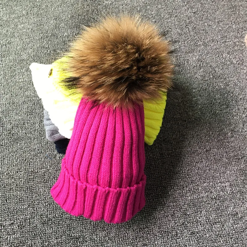 Стиль, модные зимние Весенние шапки для детей, шапка Skullies Beanies 15 см, меховая шапка с помпоном для девочек, шапка, шапка enfant