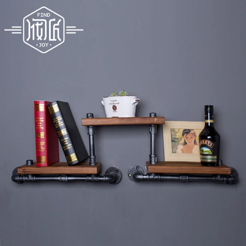American do the Old Industrial Pipe Racks Wrought Iron Shelves Wooden Clapboard Wall Specials Price-FJ-ZN1D-009A0 |