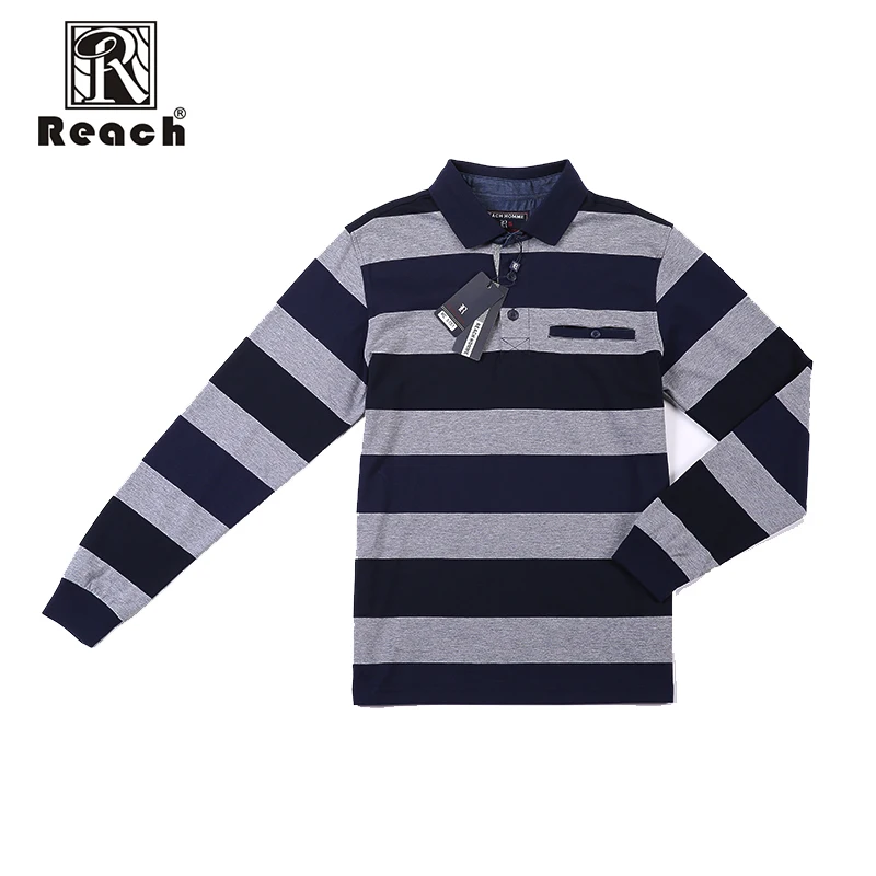 REACH Spring Cotton Mens Polo Shirt Brand 2018 New Arrival Male Long Sleeve Fashion Casual Slim Solid Deer Embroidery Polos Men | Мужская