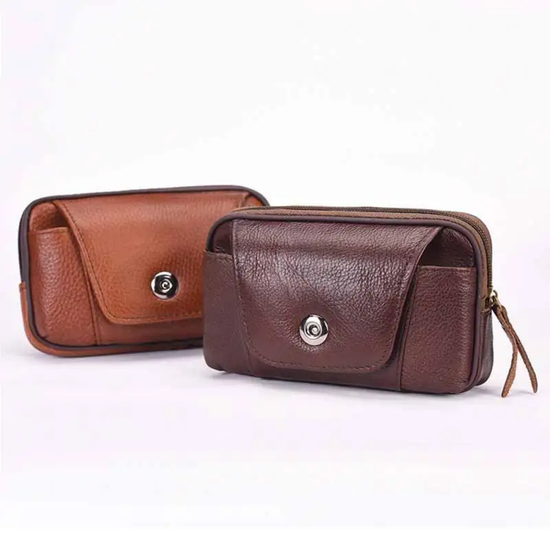 Мужская деловая сумка на пояс из искусственной кожи переносная однотонная