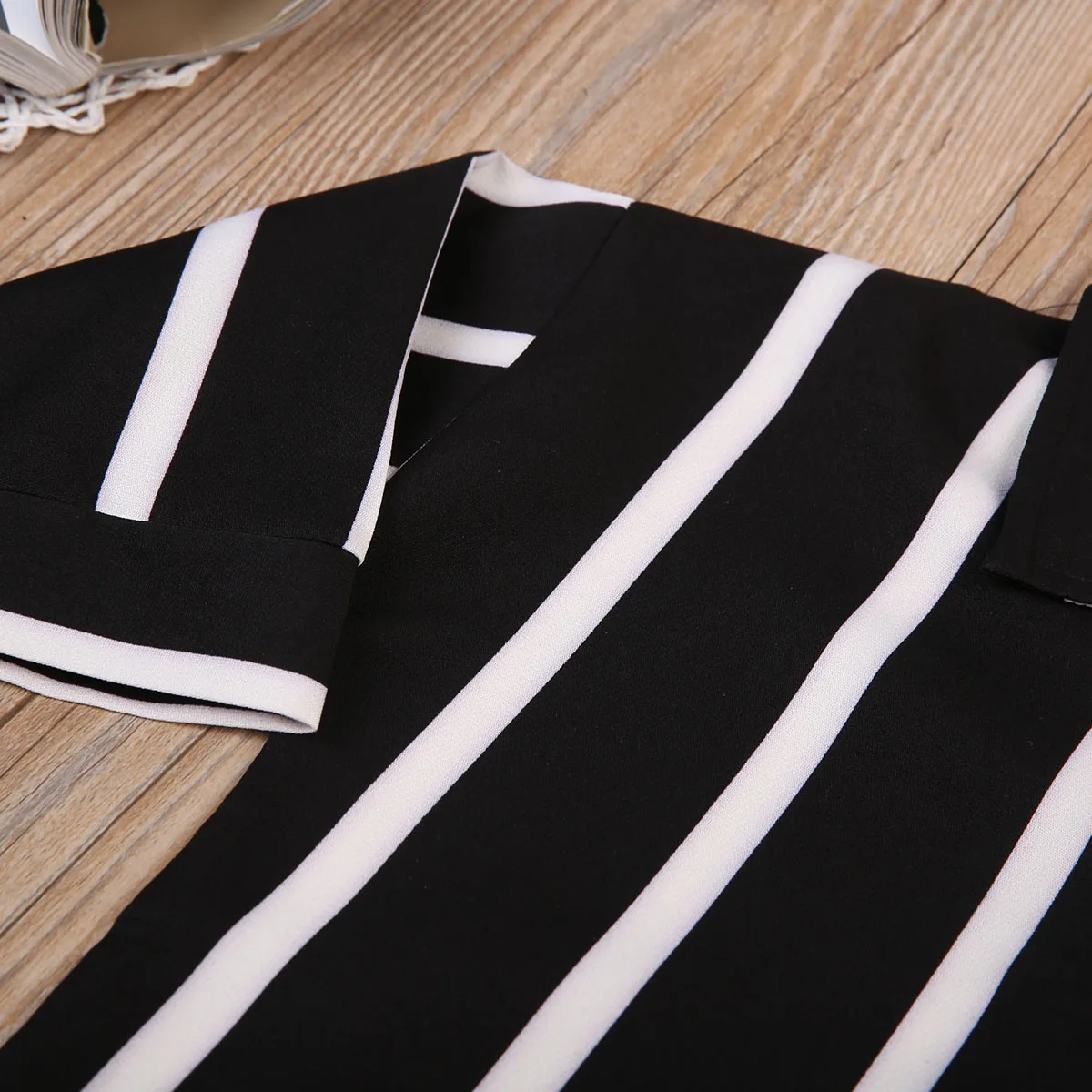 2017 модная Милая черная блузка в полоску с длинными рукавами для новорожденных