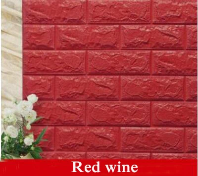 Red Wine 70*77 см* 6 шт 3D PE пенка, камень, кирпичная панель, Наклейки на стены для детской комнаты, домашний декор, детская безопасная художественная Фреска, самоклеющиеся обои - Цвет: Red Wine