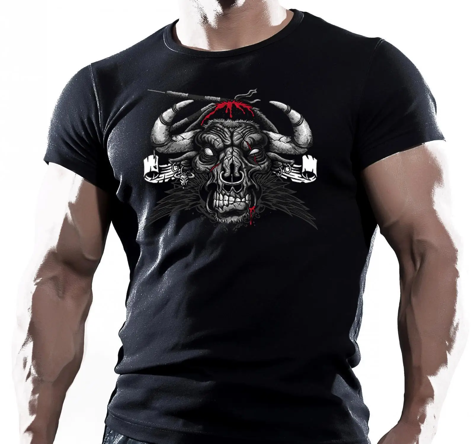 

T-Shirt Summer Novelty Cartoon Mad Bull Beast Workout Muscle Deadlift Body Building Weight Gymer Men'S T-Shirt T Shirt