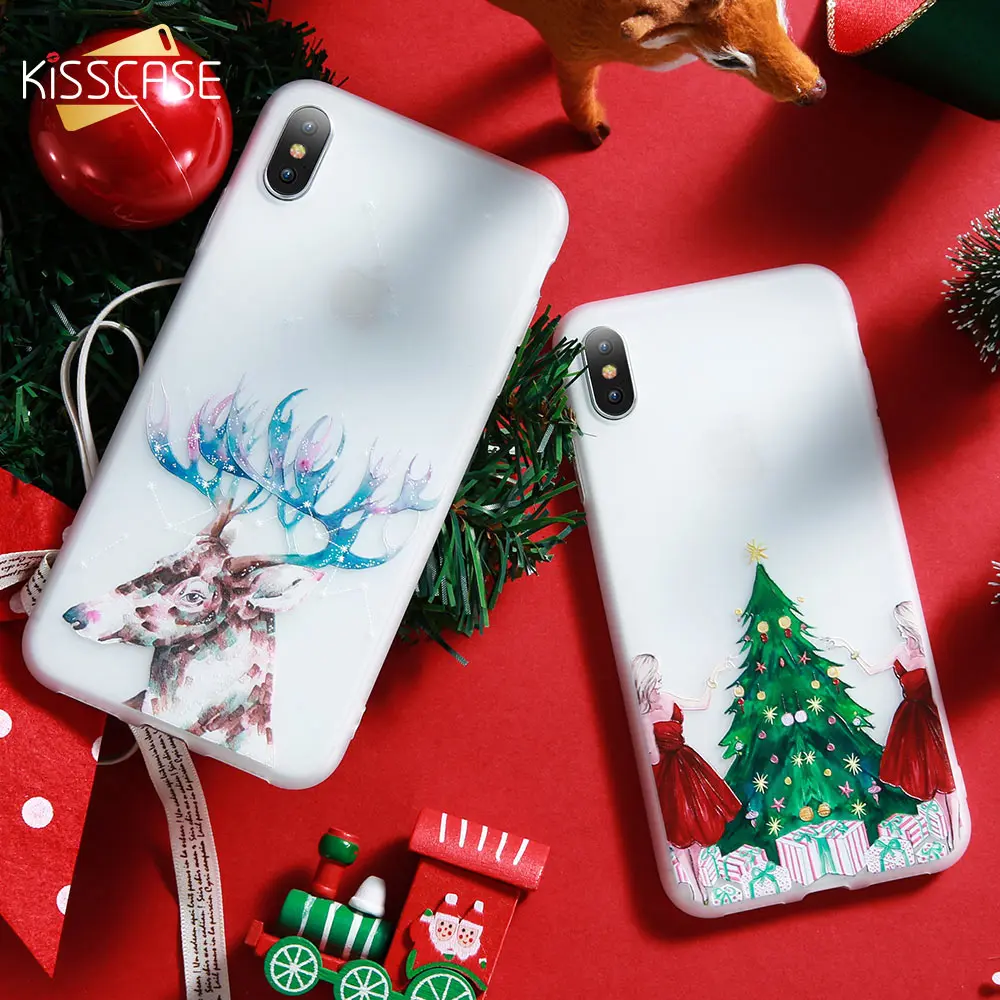 Kisscase Рождественский подарок чехол для iPhone 5 s SE 6 6S 7 8 плюс милые 3D матовая Мягкие TPU