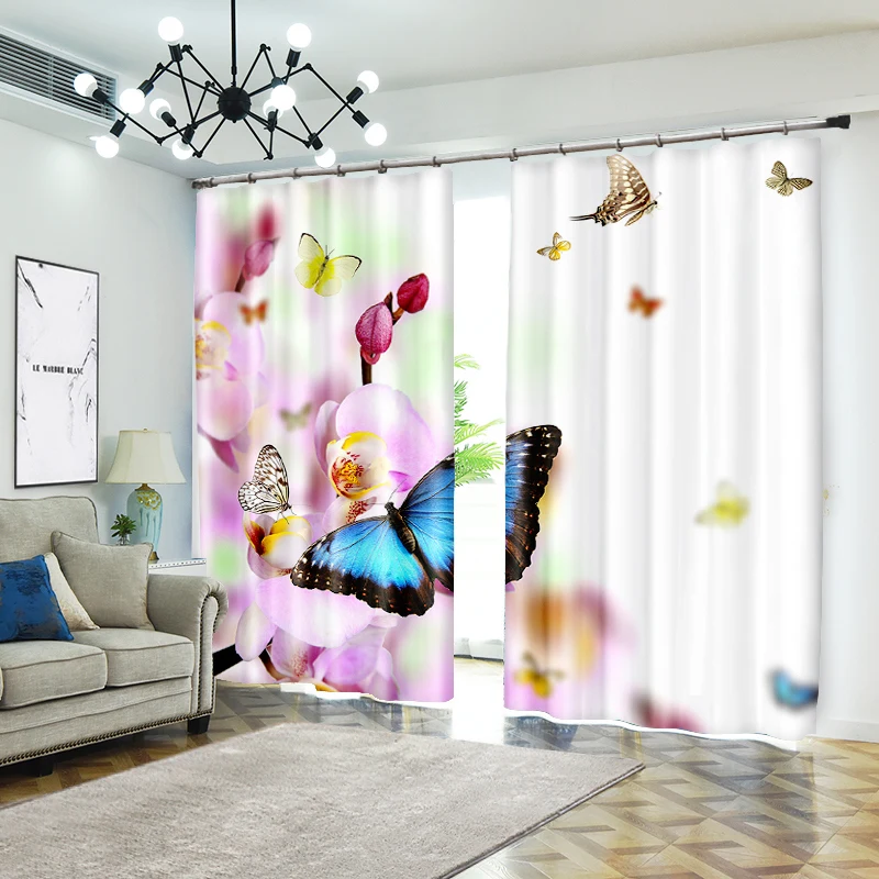 

Customized Butterfly Luxury 3D Blackout Window Curtain Drapes For Living room Bed room Hotel Wall Tapestry Cortinas