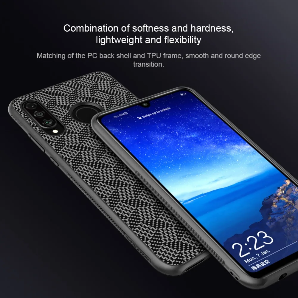 Huawei P30 Lite чехол Nillkin арамидное волокно Жесткий PC пластик ультра тонкий ТПУ с магнитной задней крышкой для телефона для huawei Nova 4E Capa