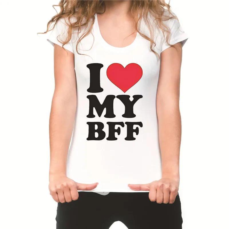 Dreamlikelin I Love My BFF красное сердце для взрослых сестры футболки лучший друг Футболки