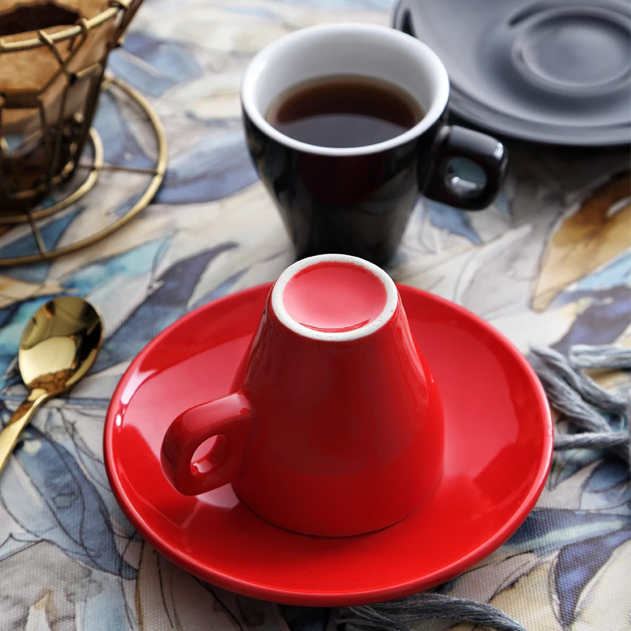 MUZITY Ceramic Cup And Saucer Black Coffee Set Porcelain 90ml Tea Drinkware | Дом и сад