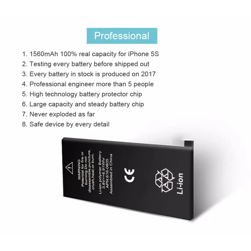 Beira 100% оригинальный литий ионный полимерный аккумулятор для телефона iphone 5S 1560 мАч