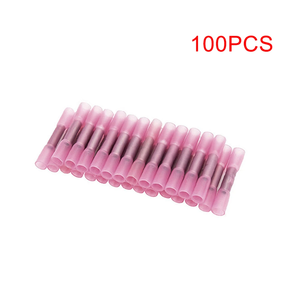 Pink (100 pcs) Термоусадочные стыковые соединители изолированные водонепроницаемые клеммы морской медный провод электрические комплекты TN99 - Цвет: Pink (100 pcs)