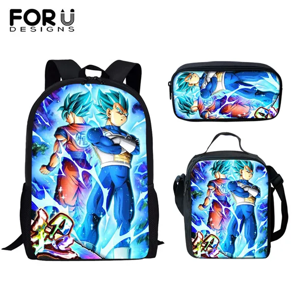 FORUDESIGNS/3 комплекта детский школьный рюкзак Dragon Ball Goku Z Веджета супер сайян принт Детский Рюкзак Школьный для подростков студентов мальчиков - Color: HME1122CGK