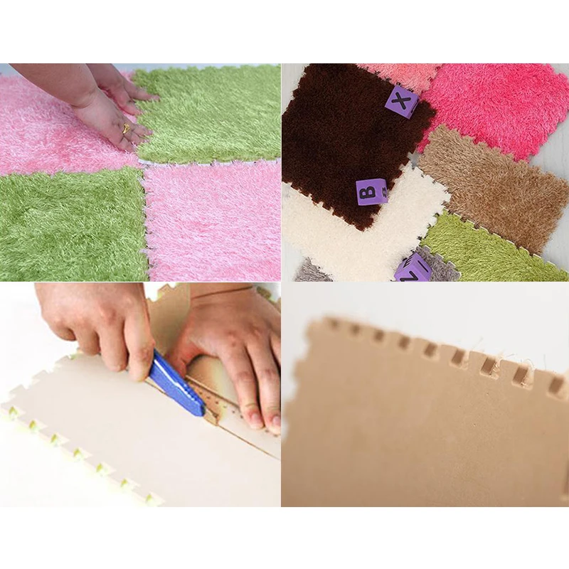 30x30 см/шт. EVA пена DIY Пазл Коврик длинные ворсинки лохматый коврик бархатный