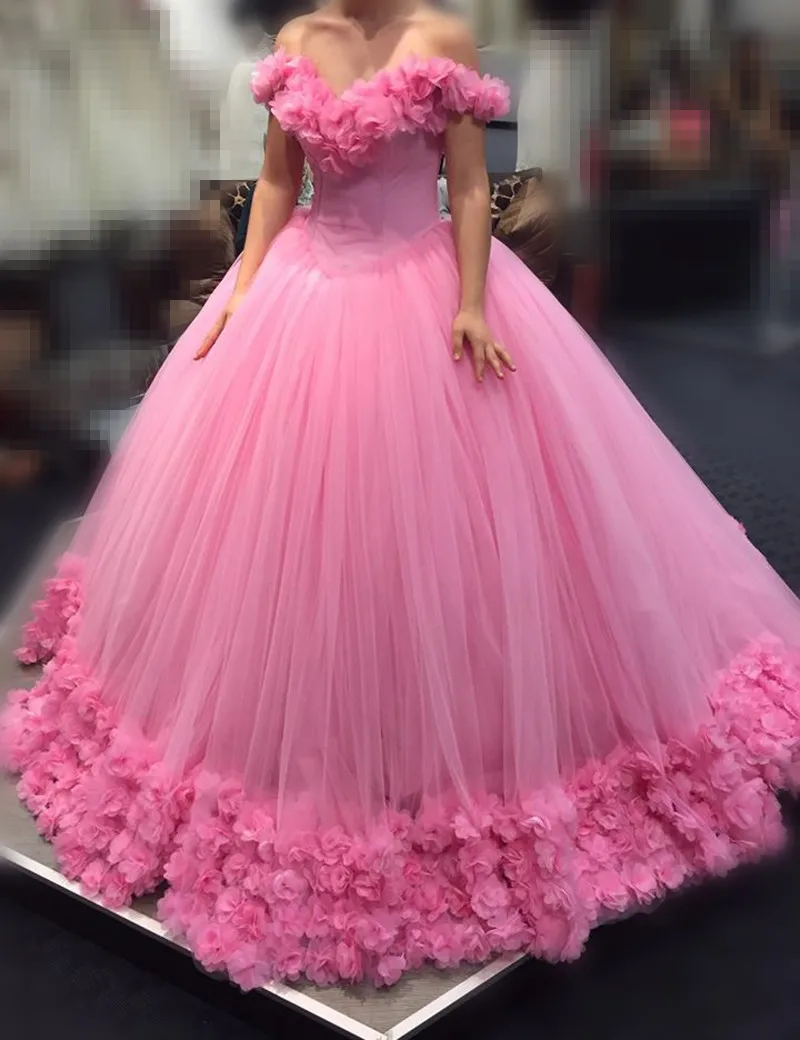 Arabic Said Mhamad Розовые Свадебные платья 2017 с открытыми плечами 3D аппликация Robe De Mariage