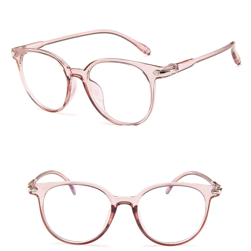 Pink Yoovos Vintage Women Glasses Frame Anti Blue Light Eyeglasses Retro Round Clear Lens Glasses Optical Spectacle Frame UV400 - Цвет линз: Pink