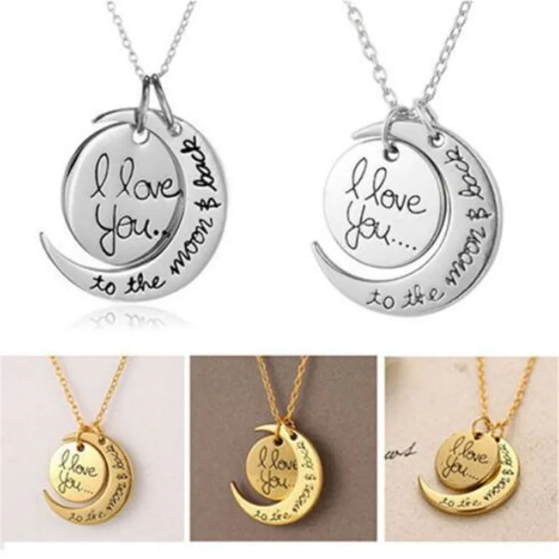 Серебряное ожерелье WKOUD I Love You To The Moon And Back любовь Forever колье с подвеской для женщин