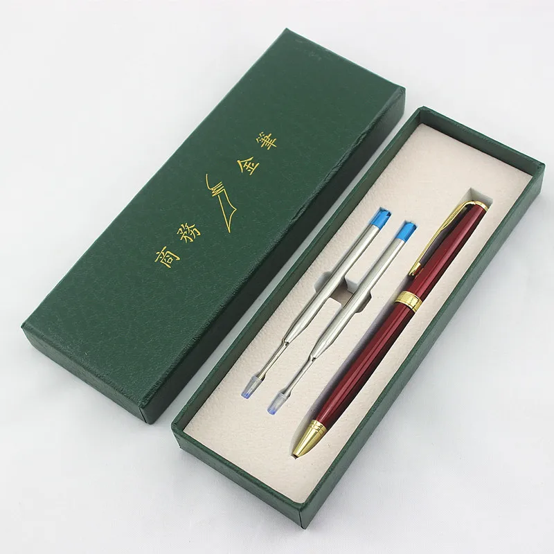 

High quality 7 Colors metal Roller ball Pen with Gold Clip Office stationery luxury Writing Ballpoint Pens Gift box