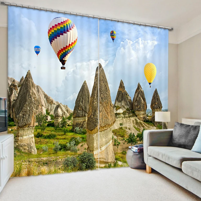 

Helium Balloon 3D Printing Curtains With Bedding Room Living Room or Hotel Cortians Thick Sunshade Window Curtains
