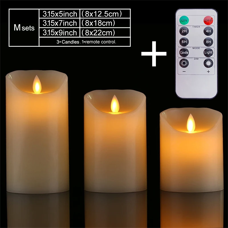 M set with remote Lelen 15 размеров на выбор, светодиодный светильник цвета слоновой кости с пультом дистанционного управления, ароматические электрические свечи bougie velas для дня рождения, дома - Цвет: M set with remote