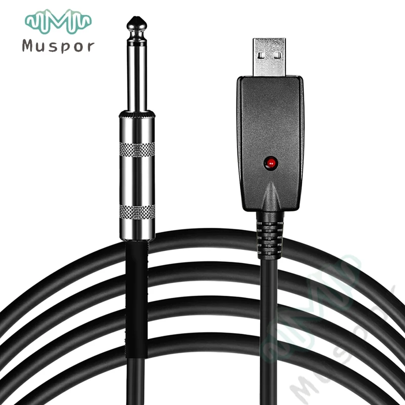 Кабель-адаптер для подключения гитары 1/4 дюйма 6 35 мм к USB | Спорт и развлечения