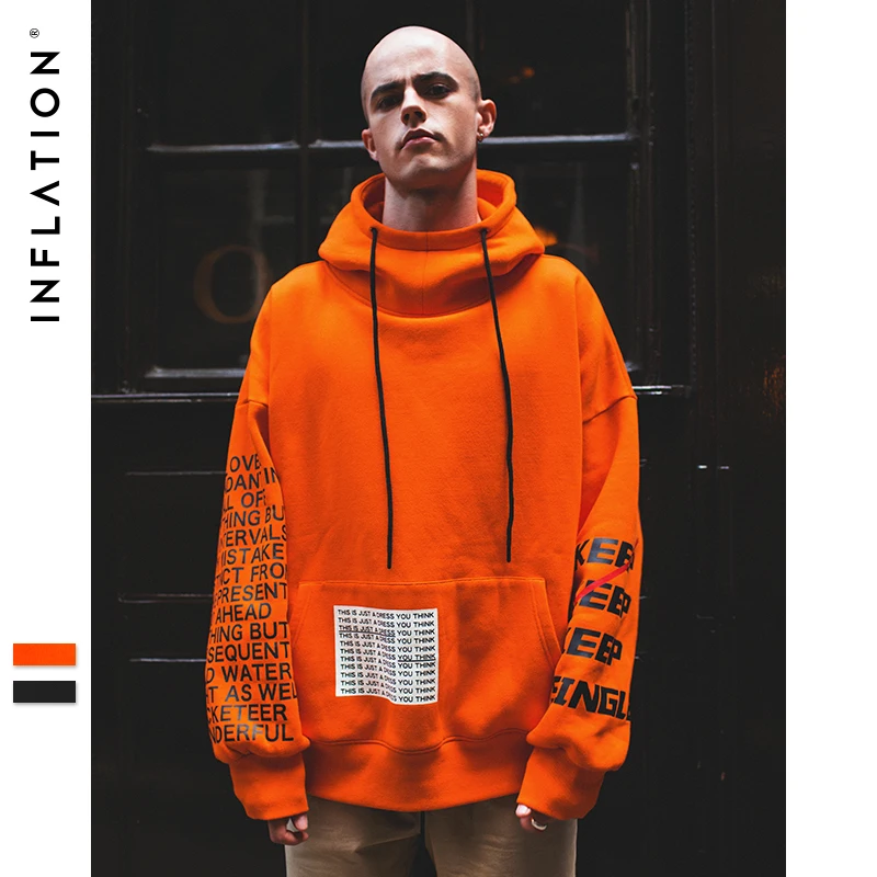 Инфляция негабаритных письмо рукавом шнурок толстовки 2018 осень и зима бренд