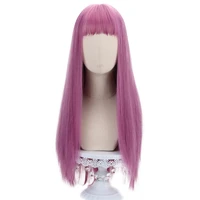 27pink long straight women wigs with bangs synthetic anime hair lolita wigs for party cosplay costume high temperature fiber