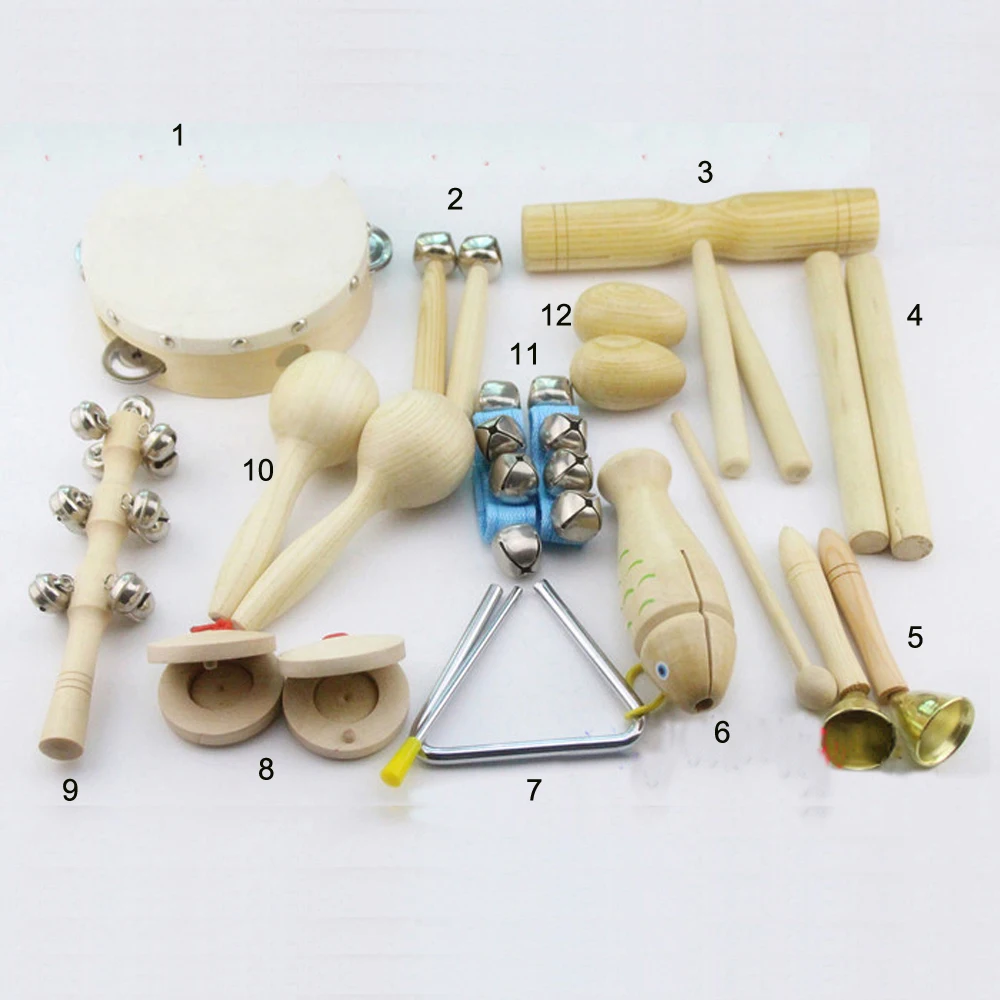 Детский набор инструментов 12 видов детский Дошкольный ритм ударный музыкальный