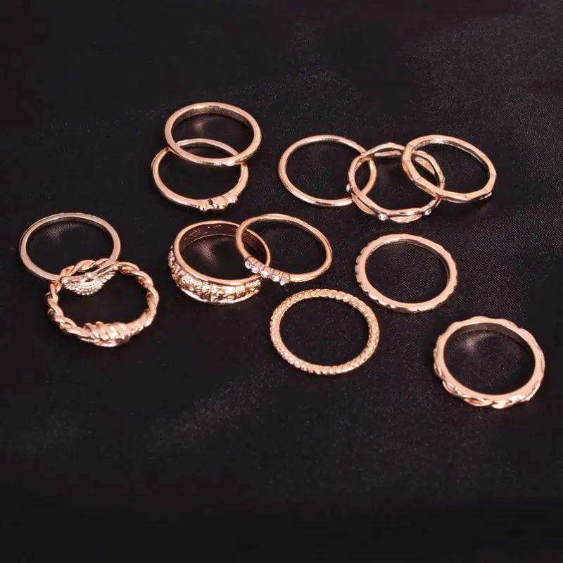 Utrend 12 шт./компл. Anillos летние богемные наборы колец для женщин винтажные золотые