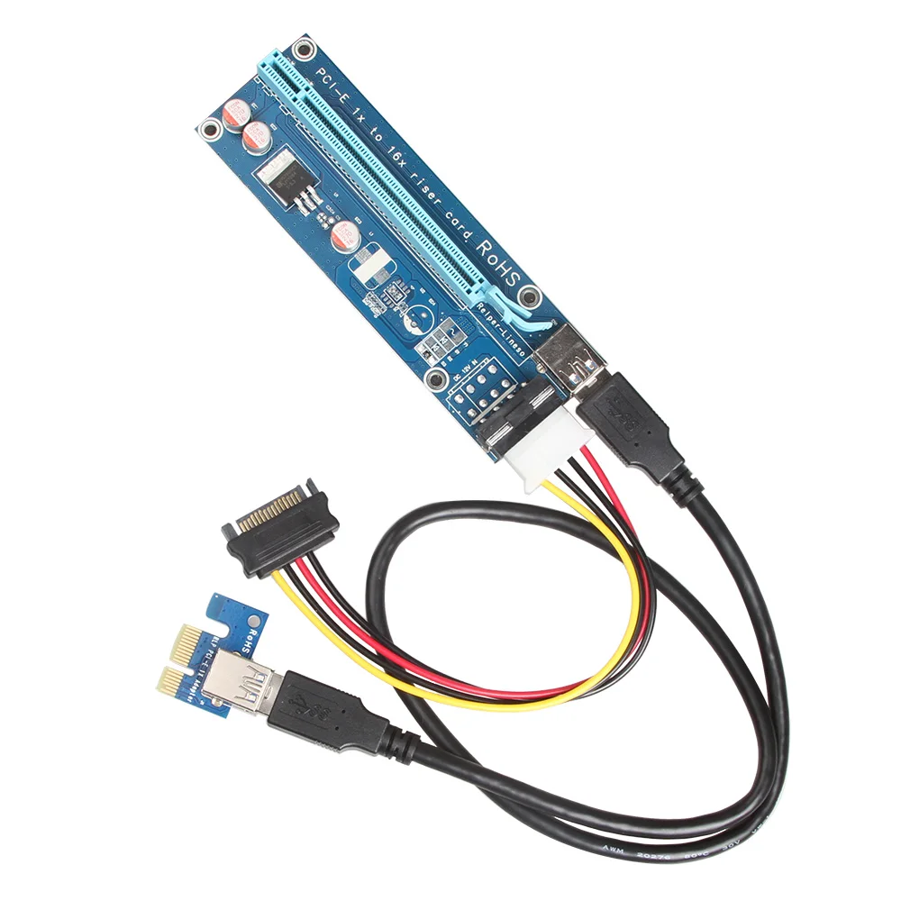 Адаптер PCIe VER 006 PCI E 1X к 16X Power ed карта адаптера с 60 см USB 3 0 Удлинительный кабель и
