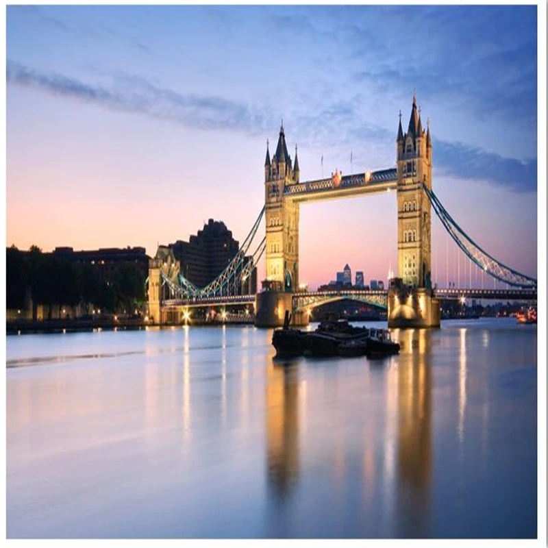 

beibehang Custom Wallpapers European Architecture Bar KTV Lounge Cafe London Bridge Background Mural Wallpaper papel de parede