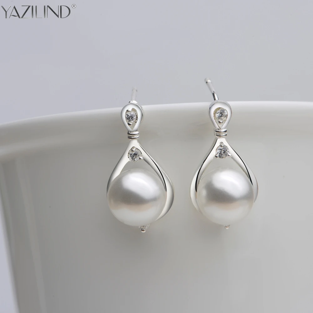 Yazilind модные элегантные Серьги с жемчугом Jewelry Femme Серьги-гвоздики для Для женщин |