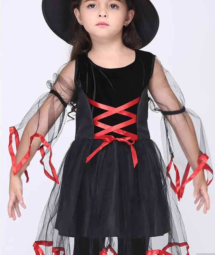 

Free Shipping Children Girl Halloween Cosplay Costumes Witch Magician Clothing Kids Witch Cosplay Game Uniforms