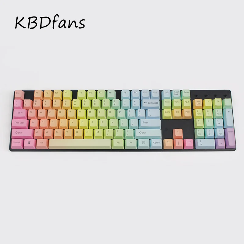 Пустые pbt колпачки для ключей с боковой печатью подсветкой Doubleshot Радужный