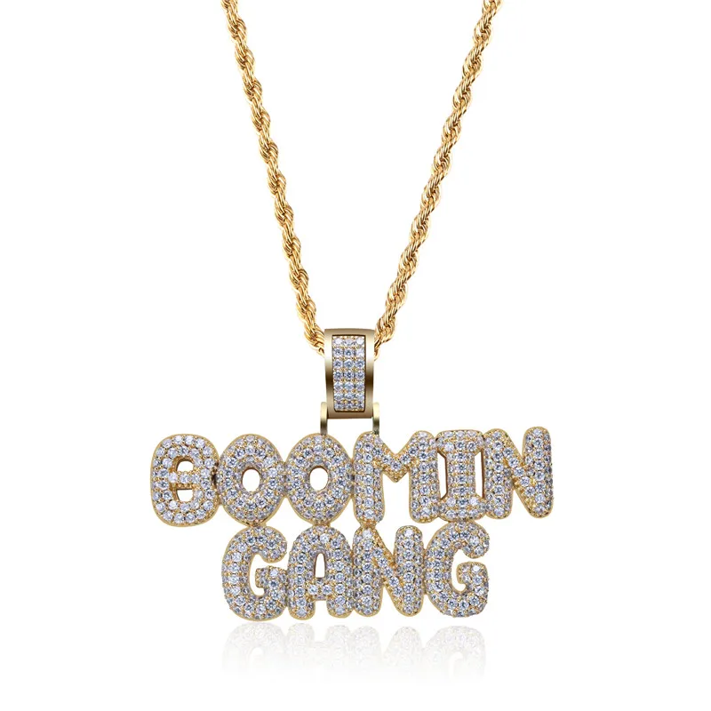 Lucky Sonny Custom Letters Jewelry Big Bublle Letters 5A Zircon Iced Pendant Necklace  Hip Hop Pendants & Necklaces Accessory