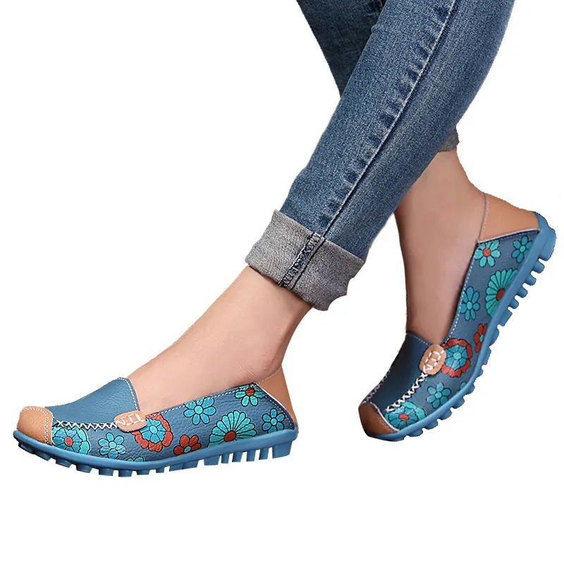 New Design Fashion Women's Flats Loafers Leather Shoes Moccasins Woman Loafer Slip on Casual Comfortable for Women Rubber | Обувь