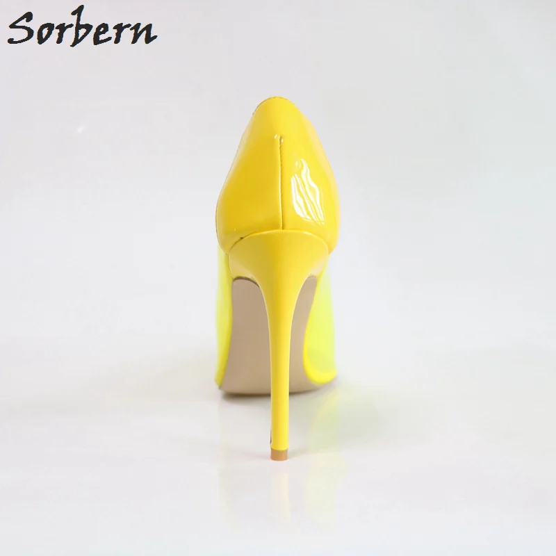 Sorbern/желтая прозрачная обувь из ПВХ женские туфли лодочки на высоком каблуке