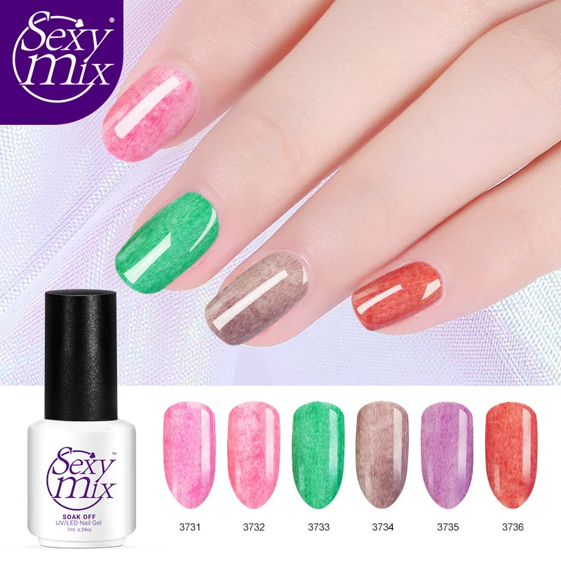 Sexymix Гель лак для ногтей Soak Off Led лаковое гелевое покрытие Мех Бархат Полупостоянный Гибридный гвоздь
