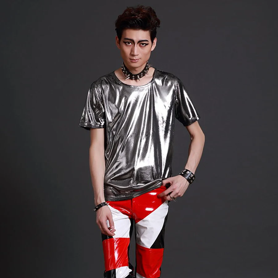 Сценическая Футболка мужская сексапильная для ночных клубов певиц в стиле