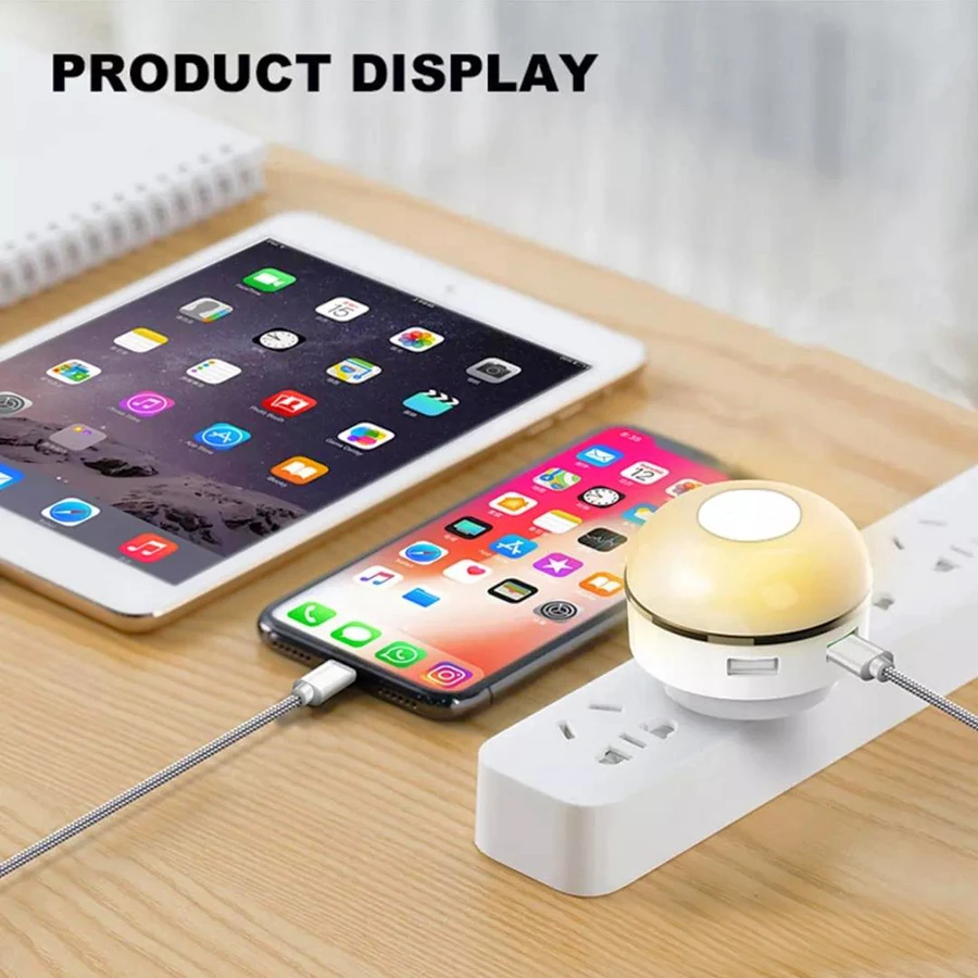 AIXXCO Smart Touch ночь светодиодный зарядное устройство лампы 2 порт 3.1A Европейская USB Зарядка адаптер телефона Путешествия стены Зарядное устройство для iPhone samsung