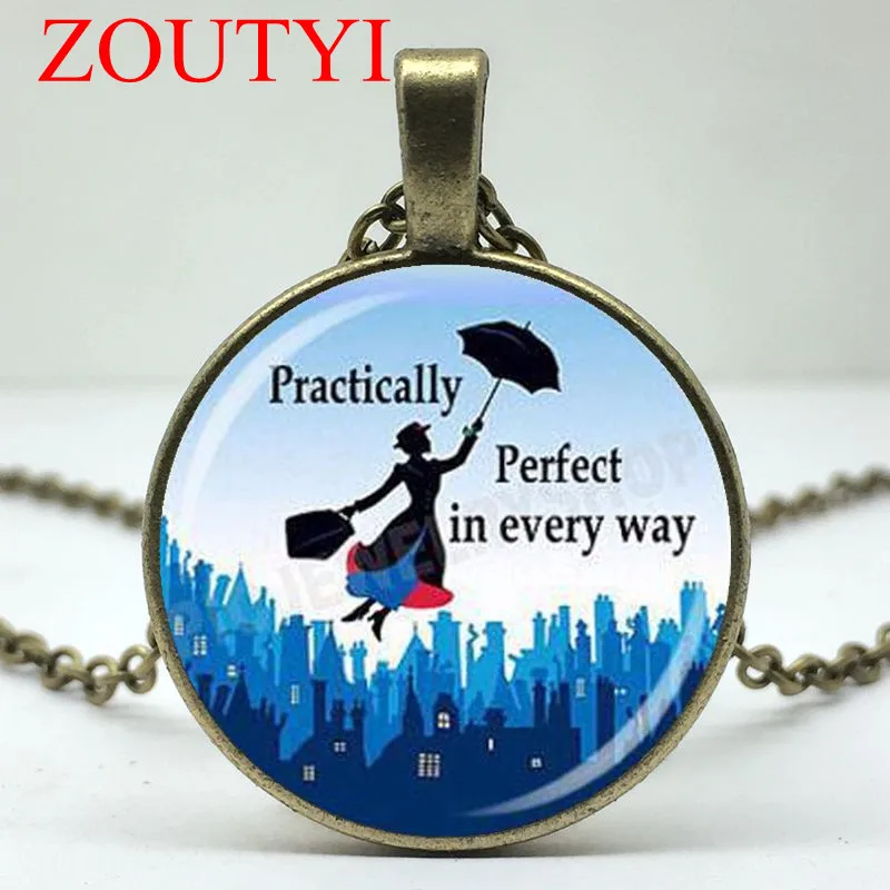 2018/модные Гламурные Mary poppins Фэнтези Девушка Стеклянная Круглая Подвеска Ожерелье