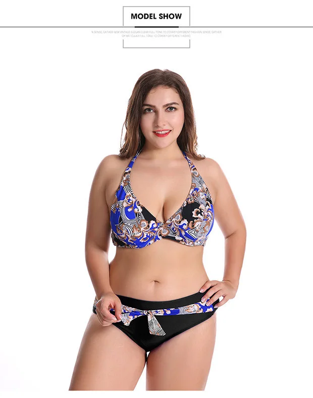 CATTLEYA 50 52 54 56 58 размера плюс бикини с завязкой на шее купальник женский Для женщин она M802