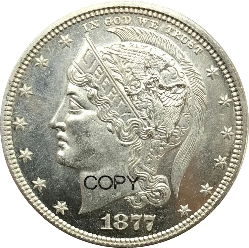 Соединенные Штаты Америки 1877 50C голова в шлеме половина доллара Реверс имеет небольшой гералдический Орел покрытый серебром копия монет