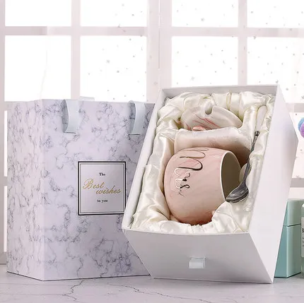 A OUSSIRRO натуральный мрамор фарфоровая кофейная кружка Mr and Mrs чай чашка молока творческий подарок на свадьбу юбилей - Цвет: A