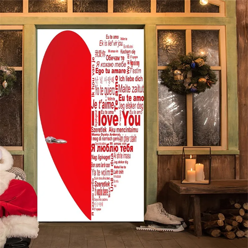 Индивидуальные Романтические наклейки на двери Креативный дизайн Love You