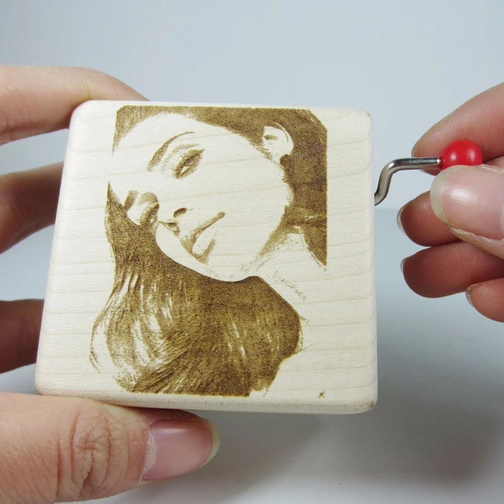 Handmade Nature wood customized photo music box diy special souvenir gift birthday wedding Christmas gifts free shipping | Дом и сад