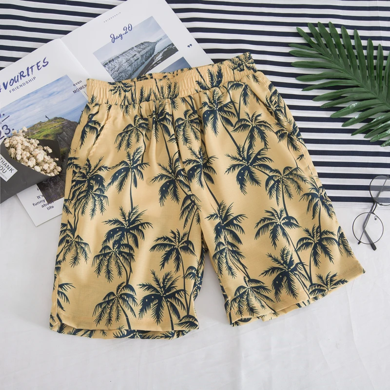 Темные иконы кокосовой пальмы с полной печатью в гавайском стиле мужские шорты