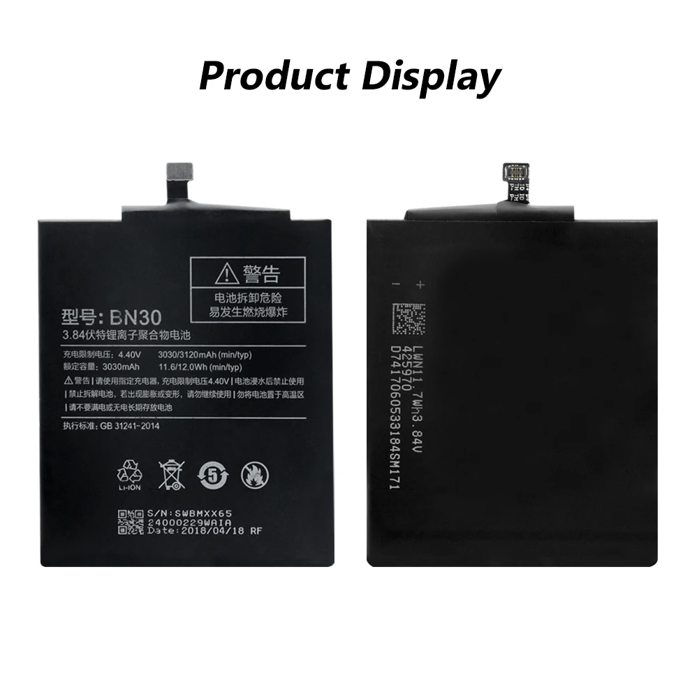 Замена литий-ионного литиевого аккумулятора BN30 для Xiaomi Redmi 4A 3,84 V 3120mAh Мобильный телефон замена сотового