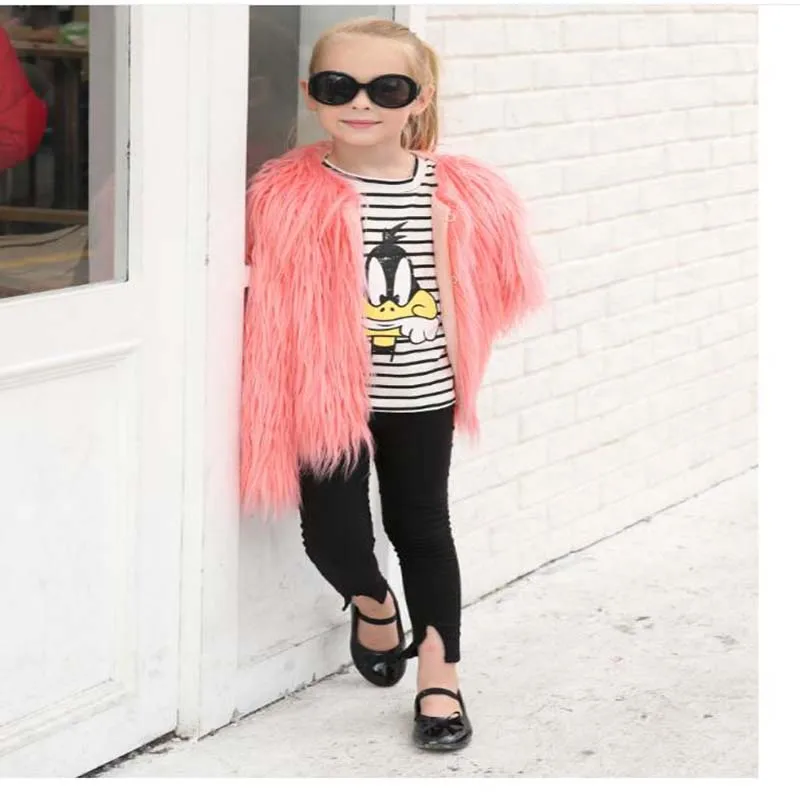 Новинка 2018 зимнее детское пальто из искусственного меха для девочек плотная