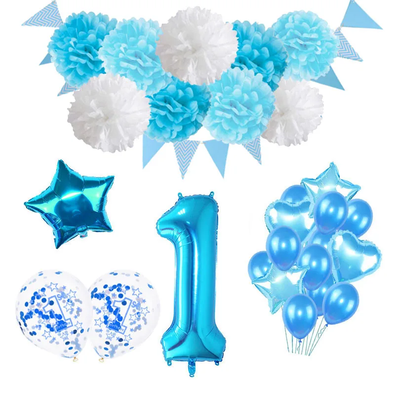 Baby Shower Balloons Pink Blue Hanging Bunting Banners Happy Birthday Party Decoration Kids Toy Boy Girl Favors Supplies | Дом и сад