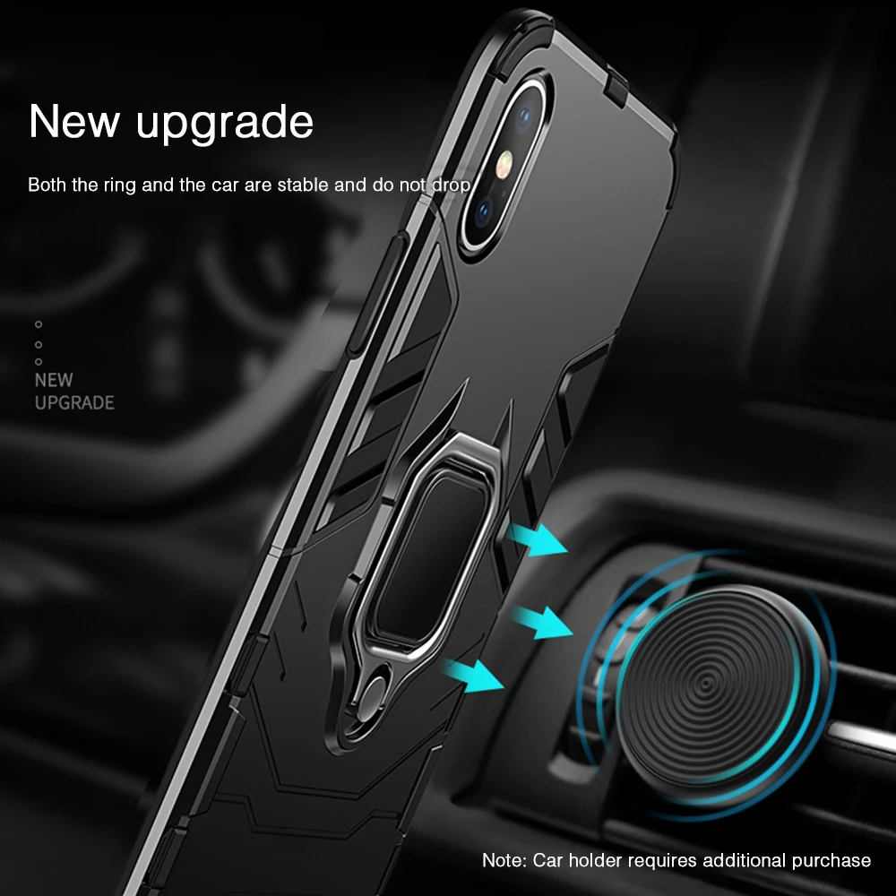 OTAO Magnetic Car Case For iPhone XS MAX XR X 8 Plus 7 6 6s Armor Shockproof 360 Finger Ring Magnet Stand Holder Cover | Мобильные